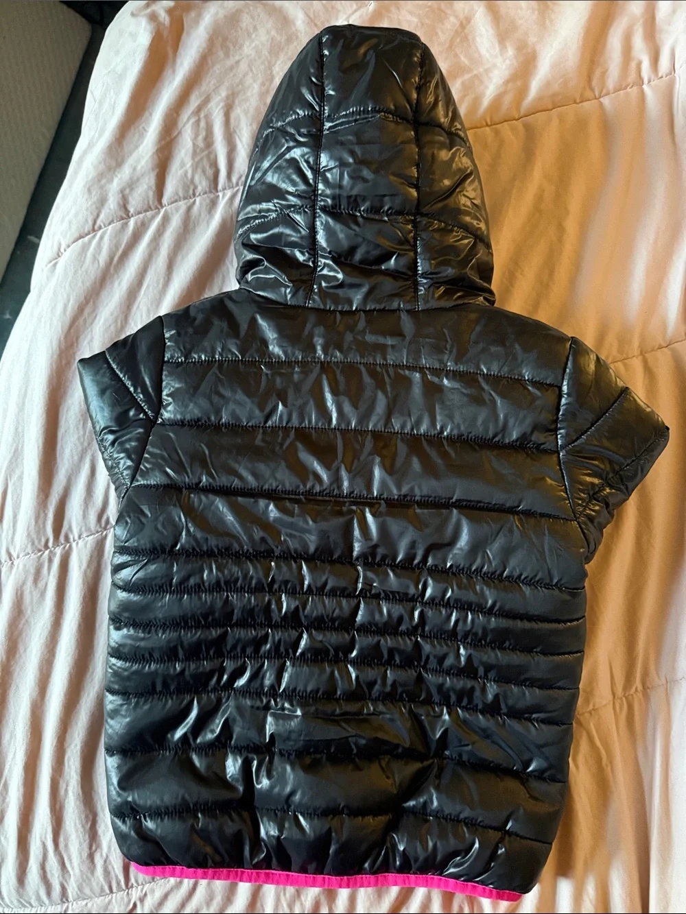 Nike Black Puffer Jacket with Pink Trim for Kids
